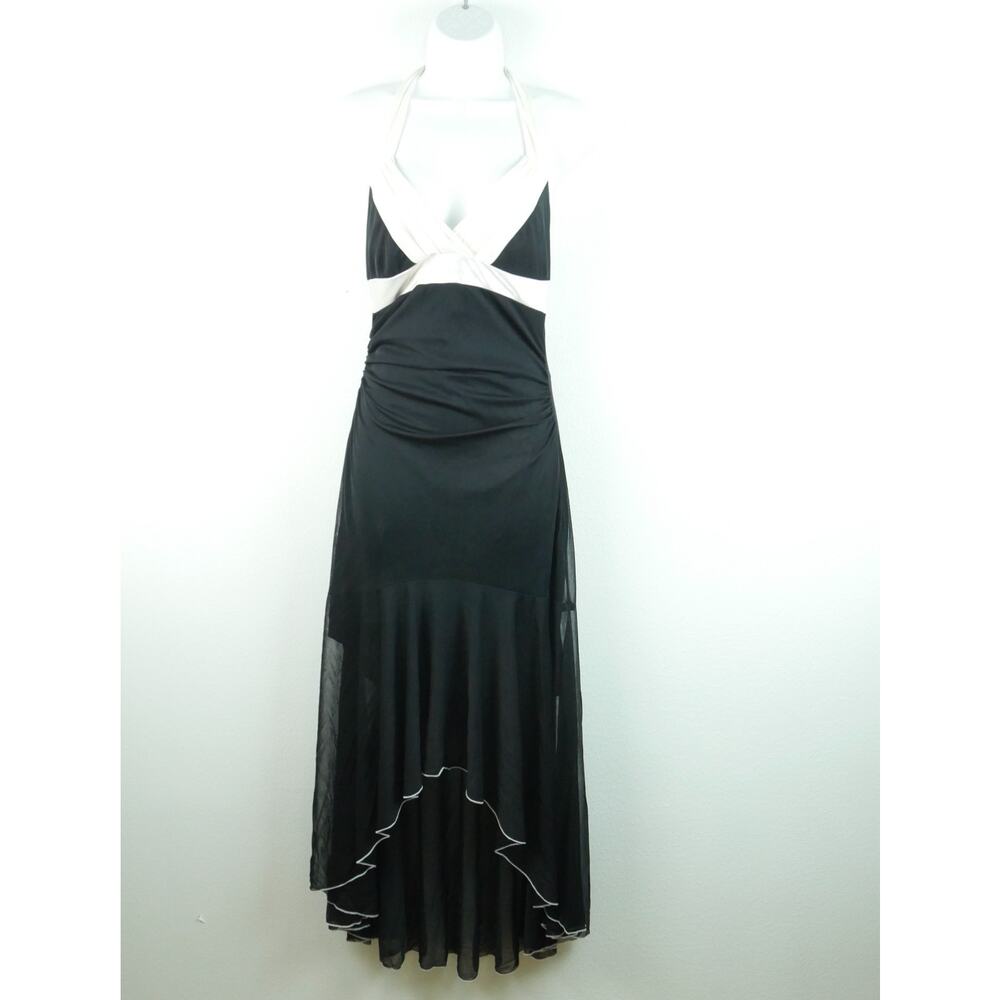 Vintage Y2K Prom Dress Hoco‎ Halter Black Sheer Fairy Grunge Whimsigoth Babydoll